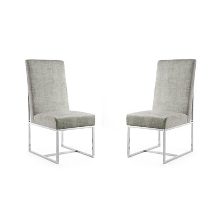 MANHATTAN COMFORT Element Velvet Dining Chair in Steel (Set of 2) 2-DC030-ST